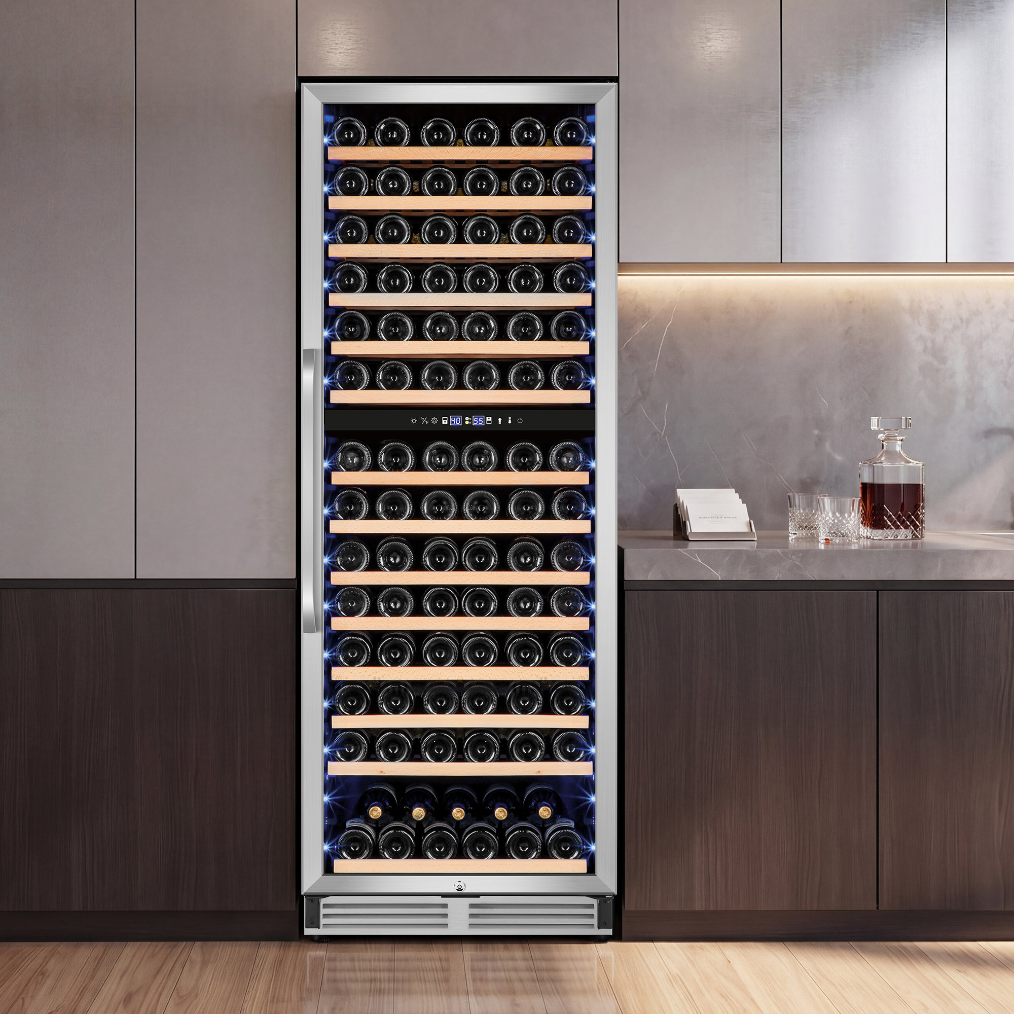 Velivi 154-Bottle Built-in or Freestanding Dual Zone Wine